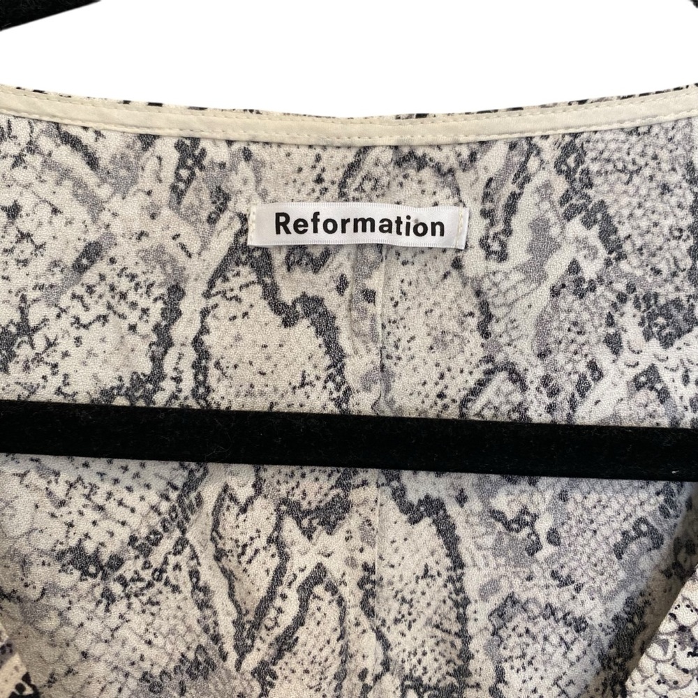 New Reformation Eliana Button Down Top In Snakeskin - Picture 7 of 10
